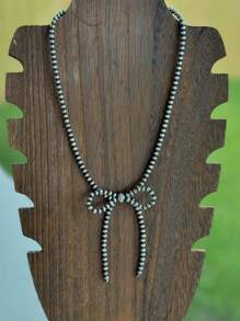 1-2pcs Faux Pearl Bow Necklace Western Jewelry For Women Cowgirl Turquoise Necklaces Jewelry - Multicolor - View 9