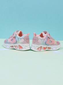 时尚 LED 发光皮革透气运动鞋，适合男孩和女孩 - 休闲、减震、防滑户外跑步和步行鞋，四季皆宜 - 粉色 - 查看 6