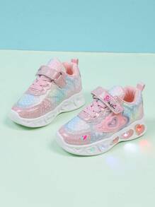 时尚 LED 发光皮革透气运动鞋，适合男孩和女孩 - 休闲、减震、防滑户外跑步和步行鞋，四季皆宜 - 粉色 - 查看 3