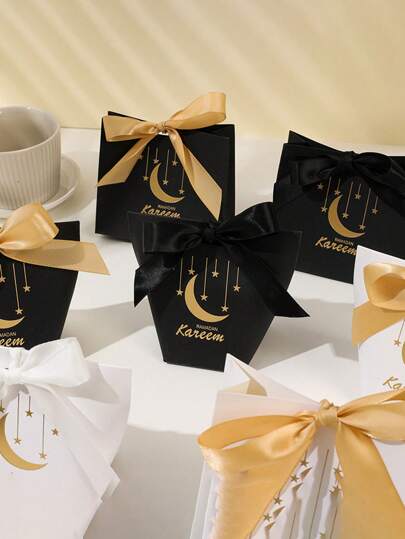 20pcs Eid Mubarkak Gift Bags Wags With Ribbon, Holder Bag Ramadan Decorations For Home Outdoor Party Supplies
