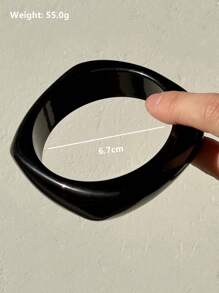 1 件厚实、宽大的米色和黑色不对称树脂手链，时尚叠层配饰珠宝，适合女性，秋冬季