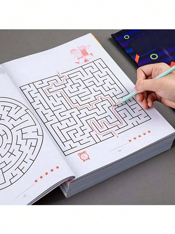 3 Stücke Labyrinth Lernbücher, Denkentwicklung und Aufmerksamkeits-Spiel für Studenten, Labyrinth Puzzle Buch, ideal als Geschenk für Sommerferien und Schulstart