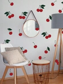 mama look 1 件蓝莓和樱桃水果墙贴，装饰性自粘墙壁艺术画，适用于客厅、入口、卧室，可移除 PVC 墙贴礼物生日毕业贴纸个性化贴纸