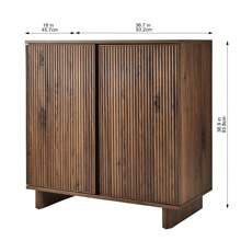 Lillian Fluted Bar Cabinet, Natural Pine Finish