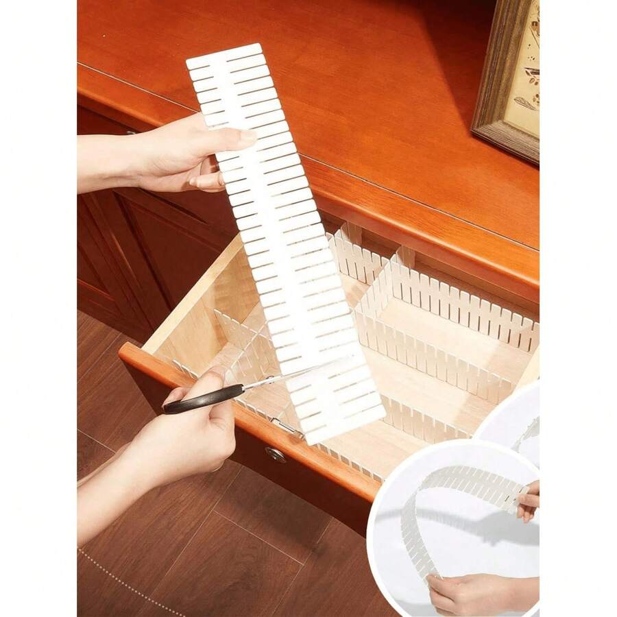 1 套 4 件/8 件/12 件可调节塑料抽屉隔板，内衣、袜子收纳盒 - 彩色 - 查看 1