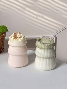 1PC 550ml Creative Snowman Shaped Glass Cup, Aesthetic Drinking Tumbler For Iced Coffee, Latte, Desserts, Unique Coffee Cup, Holiday Essential For Parties, Stylish Glass Cup, Great For Halloween, Christmas Gift, Without Straw Glass Cup