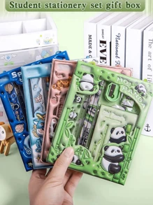 18pcs/6pcs Per Set 3D Cartoon Stationery Set With Pencil, Eraser And Ruler, Gift For Study, Christmas And Other Holidays. Stationery Gift Box Set, Back To School Gift