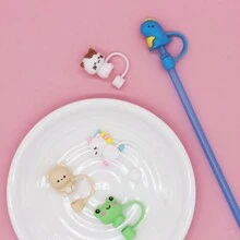 1/8pcs Cartoon Shaped Silicone Straw  Cover For Cup,Reusable Straw Cover Airtight And Dustproof Drinking Straw Cover Splashproof Straw Cute Cover Accessories Home Room Decoration Party