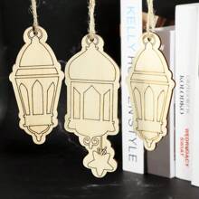 1 套（2 件）开斋节派对厨房餐桌装饰木制挂牌开斋节月亮和星星装饰装饰品 - 杏色 - 查看 5