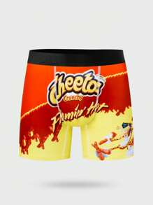 3 piezas/paquete Calzoncillos bóxer para hombres con estilo urbano, estampado digital de dibujos animados y de aperitivos, transpirables - Multicolor - Ver 3