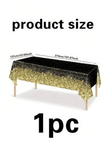 1 pieza Mantel desechable de 137 * 274 cm en color negro y dorado, rosa/negro y dorado/azul para cumpleaños, ceremonia de graduación, Pascua, Día de la Propuesta, boda, despedida de soltero, cumpleaños, aniversario, decoración de fiestas de celebración de días festivos - Estilo 1 - Ver 8