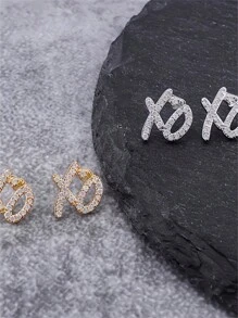 SeuSuk Hip Hop Bling Ice Out XO Letter Earrings, Full Rhinestone Hypoallergenic Earrings For Men And Women, Fashion Jewelry