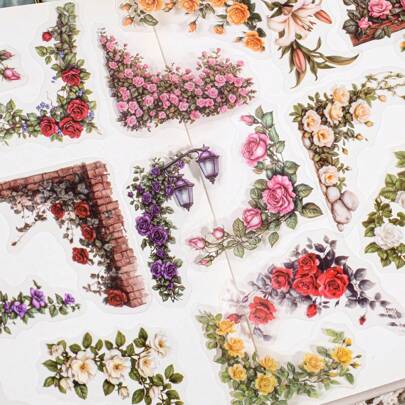 30pcs/Pack Floral Corner Stickers, Suitable For Decorating Frames, Scrapbooks, Photo Albums & Diary Borders, Self-Adhesive,School Supplies,Back To School