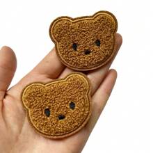 10pcs Brown/Beige Towel Embroidered Bear Head Cloth Patches, Garment Decoration Adhesive Sticker - Multicolor - View 6