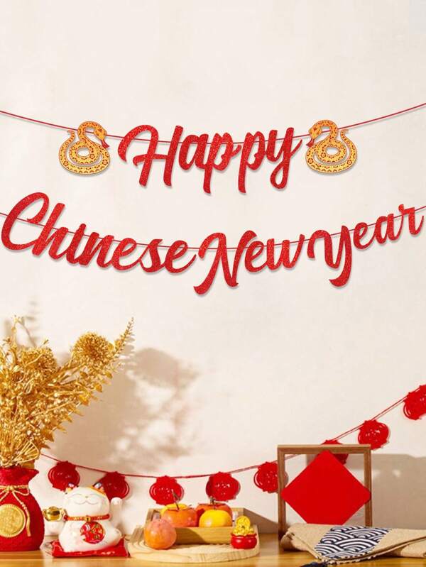2025 Chinese New Year Banner Happy Chinese New Year Decorations Spring Festival Party Banners Lunar New Year Banners For Red Year Of Snake Party Supplies