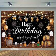 1pc 5*3ft/5*7ft Beer Theme Birthday Background, Brown Wooden Board Beer Design, Decor For Men Birthday Party Background Banner, Portrait Photography Backdrop, Photo Booth Wall Hanging