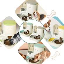 Two-In-One Automatic Cat Water Dispenser Set-Detachable, Washable, Automatic Feeding Station, Indoor Cat Food Bowl - 灰色 - 查看 2