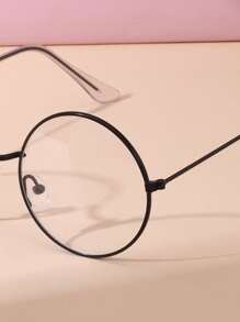 1 pieza/3 piezas Marcos de gafas de mujer con círculo metálico, lindo pompón y transparente, para decoración interior/exterior y sesión de fotos