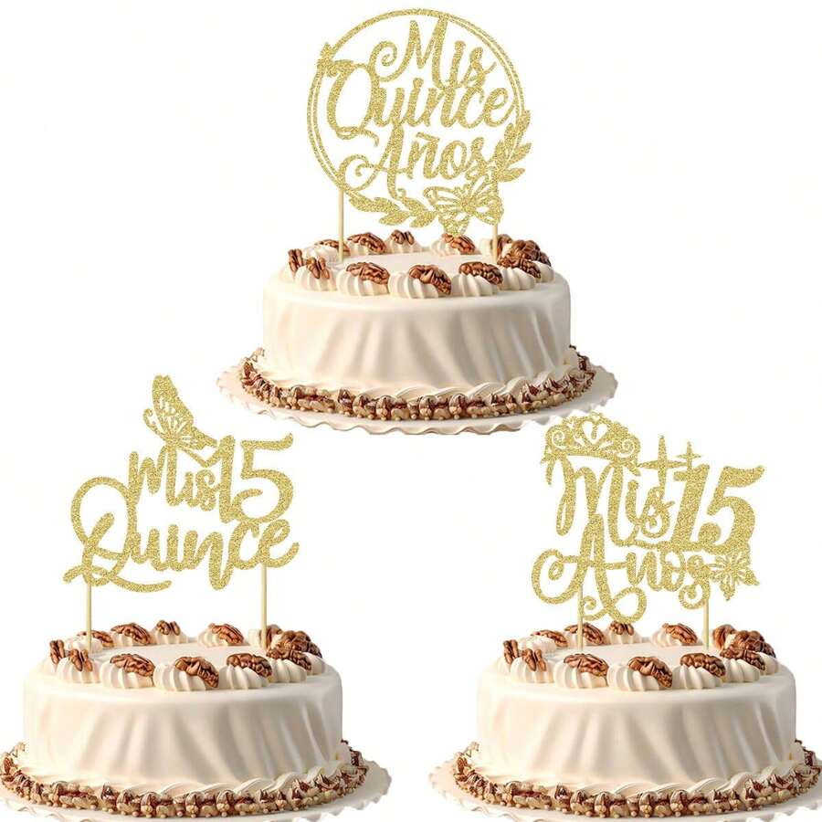 1Pc Glitter Cake Topper, 15th Birthday Cake Topper, Hello 15, Happy 15th Birthday Party Decorations
