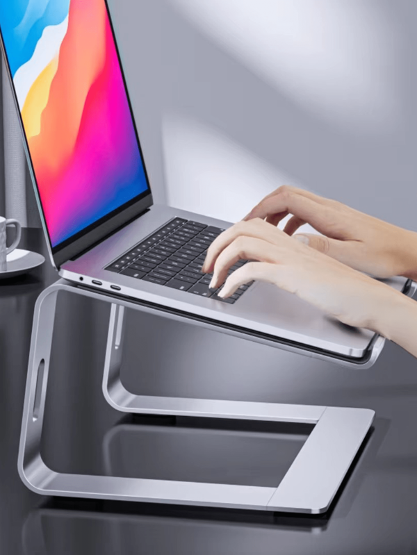1pc Aluminum Laptop Stand, Detachable Laptop Holder, Laptop Stand, Aluminum Alloy Laptop Stand For Office Desk, Compatible With 10-15.6 Inch Laptops, Metal Base Riser For Desktop Cooling