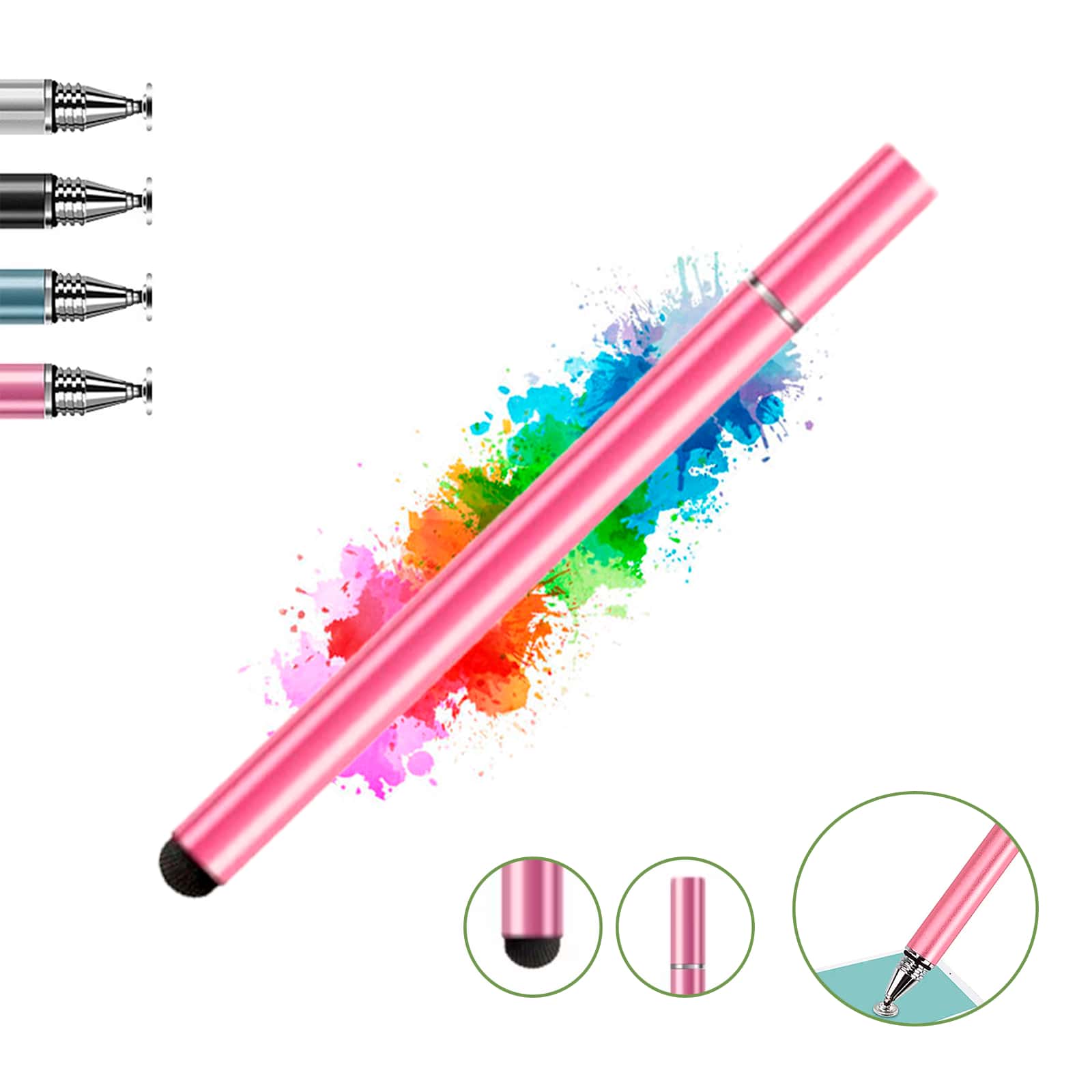 Vmingo Lapiz Tactil Tablet Capacitivo Regalo Boligrafo Doble Punta Optico Stylus Universal Pluma Touch - Rosa - Ver 1