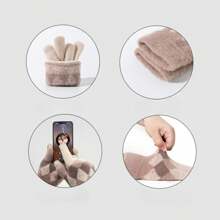 1 Paar flauschige Winter Handschuhe für Frauen, Outdoor Radfahren Sport Ski warme dicke gestrickte Touchscreen Handschuhe, geeignet als Geschenk für Freunde und Familie