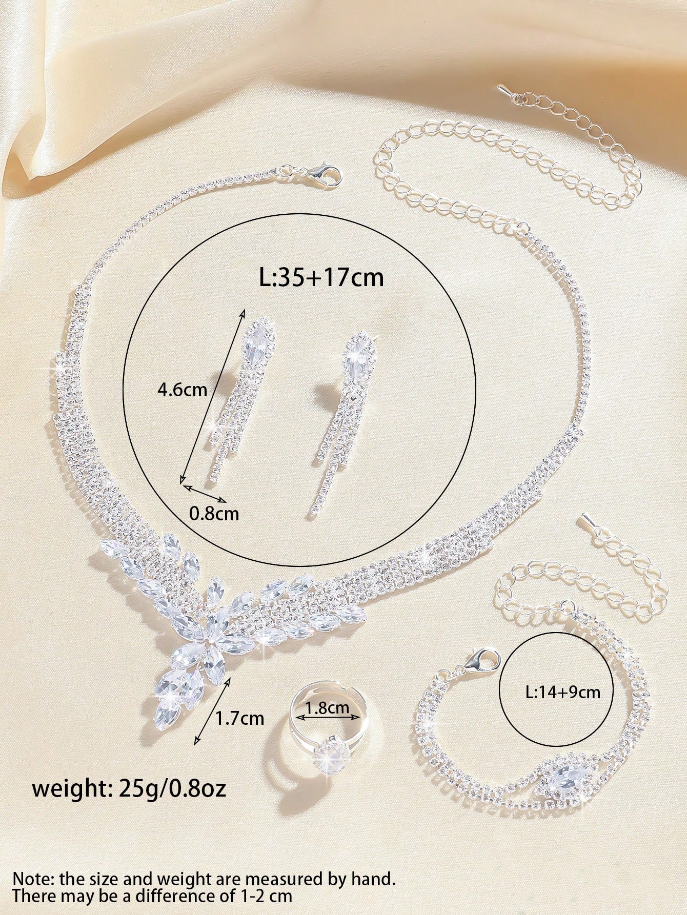 5 قطع / مجموعة قلادة زهرة مرصعة بزركونيا دقيقة، أق...