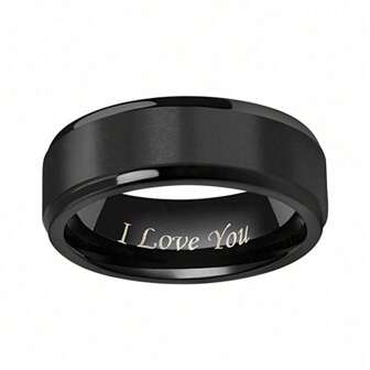 I Love You Engraved Titanium Steel Ring, Hypoallergenic Men Band, Perfect For Valentines Day Valentines,Mom,Mother,Mother's Day,Gift