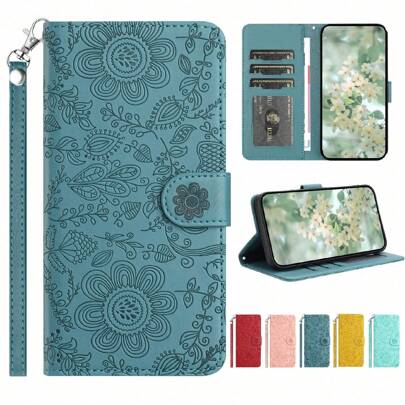 Luxury Wallet Beautiful Flowers Embossed Pattern With Card Slot Photo Frame Kickstand Function Magnetism Flip PU Artificial Leather Case Compatible With Samsung Galaxy S25 S24 Ultra S23 FE S22 Plus S21 S20 A72 A71 A56 A55 A54 A53 A52 A51 A36 A35 A34 A33 A32 A24 A22 A16 A15 A14 A13 A12 A06 A05S A04 M14 M13 ForiPhone 16 Pro Max 15 Plus 14 Pro 13 Mini 12 11 X XS XR XS Max SE 2022 2020 8 7 Soft Silicone Business Shockproof Protective Cover