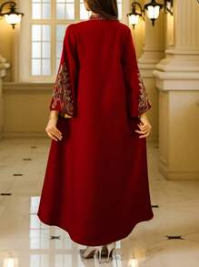 长袍连衣裙，刺绣绳饰优雅女士长袍