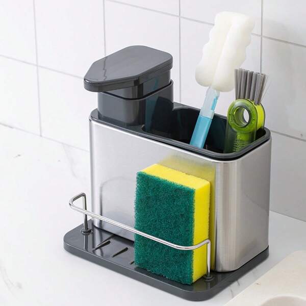 1 PC Kitchen Dishwashing Storage Rack, Kitchen Supplies Combination Multi-Functional Sink Storage Rack, Cleaning Soap Dispenser Hand Sanitizer Bottle, Kitchen Household Stainless Steel Chopsticks Tableware Multi-Functional Drain Storage Box, Spoon Chopsticks Cage, Multi-Functional Sink Soap Dispenser Hand Sanitizer Bottle Storage Box