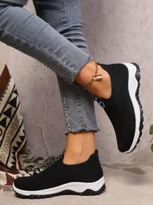 Women's Lightweight Knit Athletic Sneakers, Low Top Running And Tennis Shoes, Breathable Fitness Shoes, Outdoor Walking Shoes Suitable For Vacation Wear