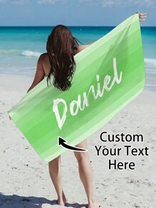 1pc Customized Ombre Color Multi-Color Graphic Microfiber Beach Towel, Fashionable Pool/Beach/Travel Blanket For Vacation, Leisure, Multi-Functional, Anti-Mold, Ornamental, Reusable, Exquisite, Stylish, High-Quality, Adorable, Modern, Colorful, Soft, Comfortable, Custom, Unique, Personalized, Ideal Gifts For Him, Ideal Gifts For Her, Her, Boyfriend, Girlfriend, Dad, Mom, Family, Friends, Son, Daughter, Kids, Kitchen, Dining Room, Bedroom, Office, Living Room, Home, Garden, Tea Room Summer Holiday Bathroom Decor Beach Essentials,Vacay Vibes - Multicolor - View 13