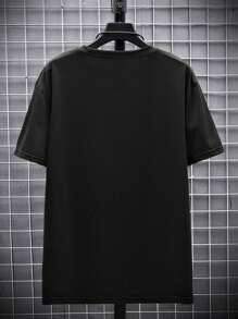 Plus Size Heren Letter & Figure Grafische Print Ronde Hals Casual Losse T-shirt