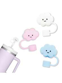 1/5 Pieces, Straw Cover, Hollow Cartoon Style, Cup Straw Cover Accessory, Compatible With Straws, Dirt Proof Straw Dust Cap, Cute Silicone Straw Cover In Any Color, Straw Protector, 10mm Straw Cup Shaped Soft Silicone Straw Cover Accessory, Flower Pattern Straw Stopper, Suitable For Cups, 10mm Straw, Valentine's Day Gift, Mother's Day Gift - Multicolor - View 10