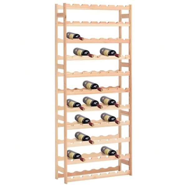 Étagère de rangement pour 77 bouteilles pour l'organisation et la présentation du vin et des boissons, de conception rustique en bois