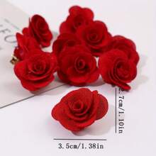 5 peças/conjunto de grampos de cabelo de tecido vermelho romântico com flores de rosas, decoração para festa, acessórios de cabeça para noivas, dia dos namorados