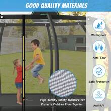 MERAX 12FT/14FT/15FT/16FT Trampoline For Kids With Upgraded ArcPole And Composite TopLoop For Safety Enclosure, Plus Basketball Board And 10 Ground Stakes, Outdoor Recreational Playset Balance Physical Training Trampoline - Black(12FT) - View 3