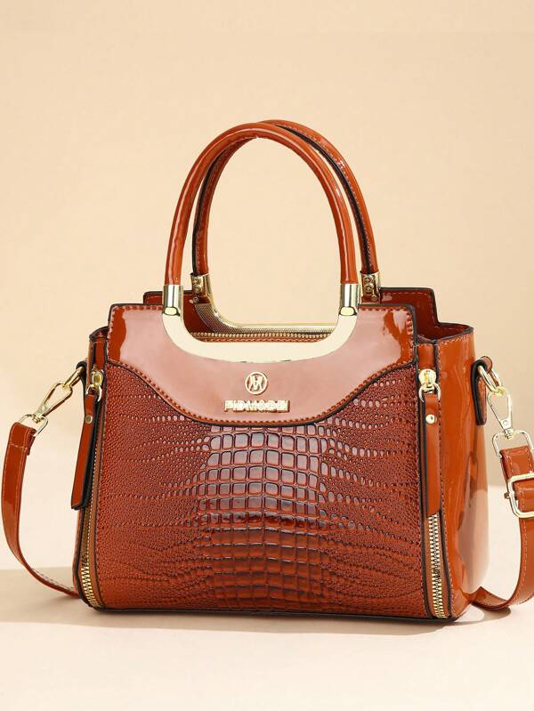 Nova Bolsa Elegante de Moda para Senhora, Design Simples com Estampa de Crocodilo