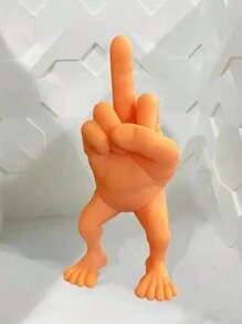 Resin Figurine With Middle Finger Gesture, Funny Office Desk Decor, Home Decoration Gift - Orange - View 1