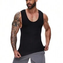 Slimming Mens Firm Tummy Control Shapewear Vest Belly Gynecomastia Boobs Abdomen Compression Shirts Tank Top Underwear Waist Trainer Body Shaper Undershirts Training Sports Gym Workout Fitness - Black - View 10