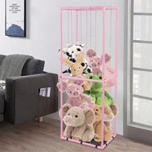 Plush Toy Storage Rack With Dustproof Cover At The Bottom - Creative Storage For Plush Toys With Bottom Mesh Pocket And Dustproof Cloth, Storage Cage For Stuffed Toys In The Room. - Pink - View 1