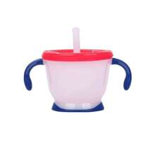 1 Pc 150ml/5oz Soft Silicone Training Straw Cup, Tilted Straw Design, Easy Suction, Dual Handles, Dual Color Straw Cup, Precise Measurement, Scientific Feeding, Non-Slip Base, Safe Material, Suitable For Holiday & Birthday Gifts