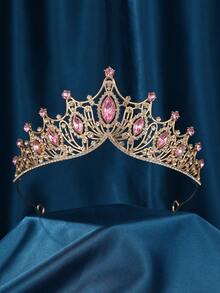 Pink Crown Crystal Tiaras For Women Princess Crown Pink Tiara For Birthday Wedding Halloween,Valentine's Day Gift, White Gift - Pink - View 7