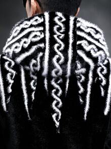 BONNY MAX Winter New Haining Faux Fur Hooded Coat Men, Jacket - Black and White - View 5