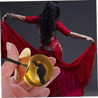 1 Pair/2 Pieces Gold-Plated Material Finger Cymbals Belly Dancing Finger Dancing Finger Zills For Dancer Party