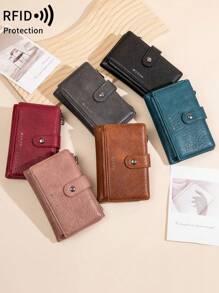 Ví ngắn đa năng chống RFID MIYIN kiểu cổ điển, nhiều ngăn đựng thẻ, unisex, ví đựng tiền xu kiểu cổ điển tiện dụng có khóa kéo và cửa sổ đựng thẻ ID, có thể đựng thẻ tín dụng, thẻ ID, tiền mặt, thư từ, thiết kế gập ba, ví có khóa kéo, quà Giáng sinh, quà Lễ Tạ ơn, quà sinh nhật, quà kỷ niệm, ví nữ, ví dài - Hồng - Xem 12