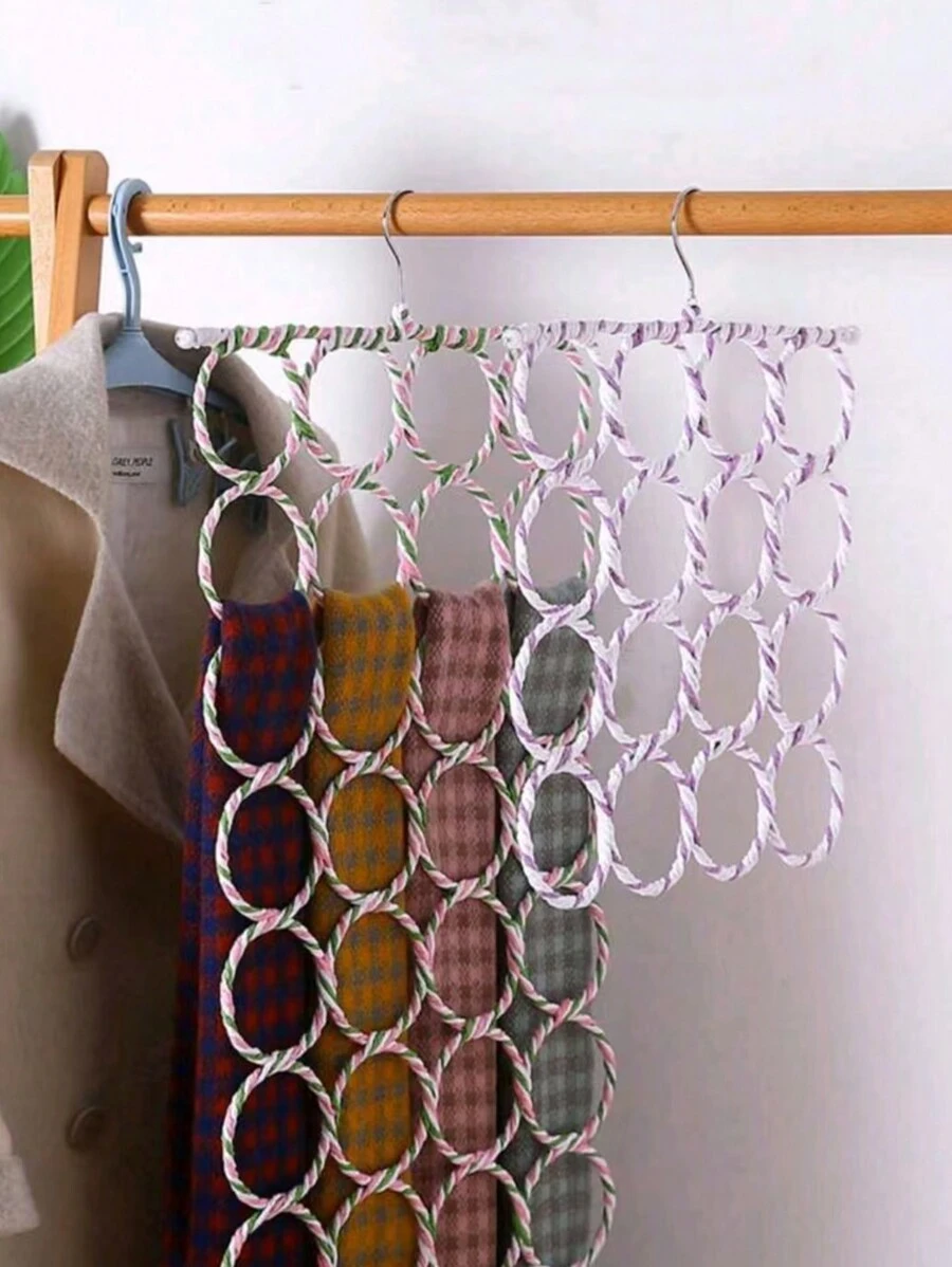 1pc 28-Ring Scarf Hanger Circle, Colorful Woven Foldable 16-Ring Scarf Hanger Belt Organizer/Random Color Decorations Autumn Decor Festival Decor Room Decor Home Decor Fall Decor Bed Room Decor, Spring Decoration Bedroom, Organizer, Home Storage, White T Shirt Women, Black Pants Women, Ladies Winter Clothes, Dress, - Random Color - View 1