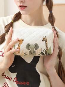 Animal Pattern Double-Sided Printed Diamond Grid Octagonal Makeup Bag Multifunctional Carry On Bag - Suitable For Girls Portable Toiletries Zipper Storage Bag For Women's Cosmetics And Travel Essentials Zipper Makeup Bag - Multicolor - View 7