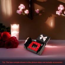 1 pieza Caja de regalo de lujo de empaque de joyería con rosa romántica y declaración de moda para el Día de San Valentín o el Día de la Madre. No incluye joyería